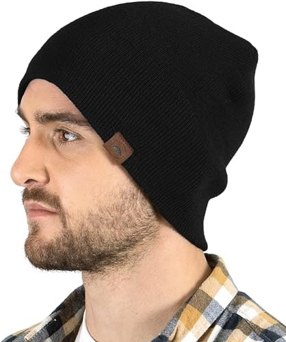 Daily Knit Beanie by Tough Headwear - Warm, Stretchy & Soft Beanie Hats for Men & Women - Year Round Comfort - Serious Beanies for Serious Style Black OSFA