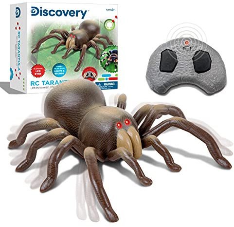 Discovery™ RC Tarantula Spider – Remote Control Toy Spider with Realistic Movement, Red LED Eyes & Wriggling Legs | Prank Gift for Boys Girls & Bug Lovers| Fun Electronic Animal Toy for Kids Ages 8+