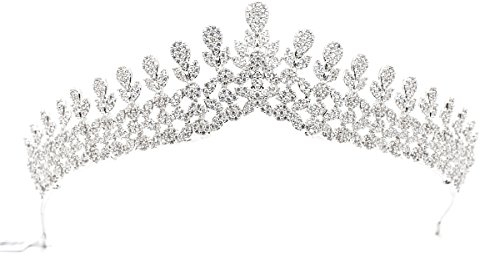 SEPBRIDALS S16271 Tiara, Zirkonia, für königliche Hochzeit, Braut, Diadem für Damen und Mädchen, Haarschmuck, Kupfer, Metall, Strass, Zirkonia