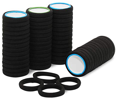 50 Stück Haargummi schwarz aus hochwertiger Baumwolle, ideal für den alltäglichen Gebrauch. Elastisches Haarband | Zopfband ist als Haarschmuck ohne Metallbügel bestens für Damen & Mädchen geeignet