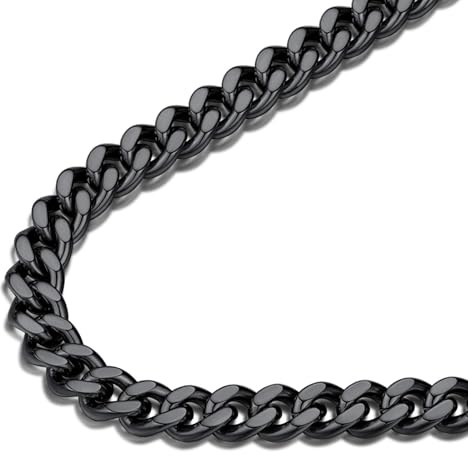 FindChic Black Chain Necklace for Men Thick Cuban Link Men's Curb Chain Necklace Rapper Hippie Chains 7MM 20''