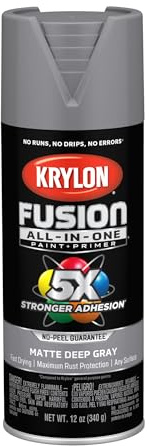 Krylon Fusion All-In-One, Matte, Deep Gray, 12 oz