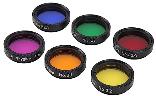 Teleskopfilter-Set mit 5 Farbfiltern, Mond-Skyglow-Filter, Polarisationsfilter, Verbessert die Mond- und Planetenansichten, Reduziert Lichtverschmutzung, Kompatibel mit