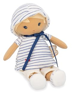 KALOO - Tendresse - Ma 1ère Poupée en Tissu Eli - Poupée de Chiffon 25 cm - Haut Marin - Jolie Boîte Cadeau - Ruban Personnalisable - Dès la Naissance, K200012