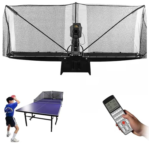 VHPNWJOB Robot de Tenis de Mesa Con Red y Control Remoto - Máquina Automática de Pelotas de Ping Pong - Ajuste del Ángulo de Servicio de 7 Engranajes