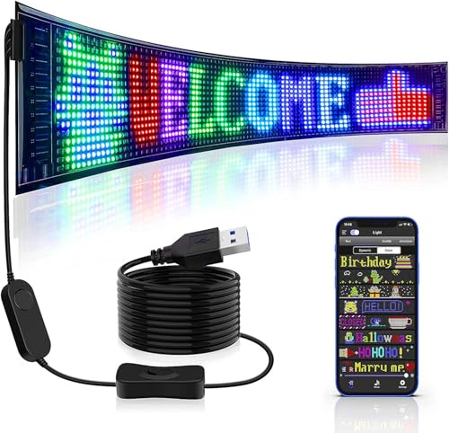 LED Plaque Lumineuse Camion Personnalisé 173 * 70mm, étanche IP65, Panneau de Voiture LED USB, Contrôle par Application Bluetooth, Motif de Texte personnalisé