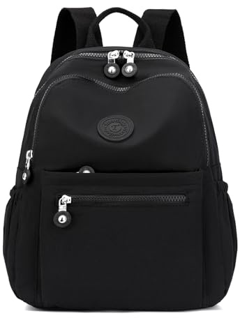 Tanweibago Mini Nylon Women Backpacks,11L Small Ladies backpacks Casual Lightweight Women Shopping Travel Daypack (Black)