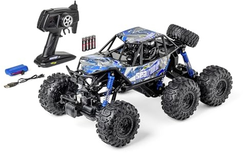Carson 500404288 1:10 Sea Crawler 6x6 100% RTR blau – RC-Auto als Amphibienfahrzeug, 100% RTR, für Land und Wasser, robust und wasserfest, mit 2.4G Fernsteuerung