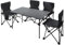 Wicoanox Picknick Outdoor Tisch & Stuhl Set - Mehrzwecktisch Set mit 4 Stühlen - Faltbarer tragbarer Outdoor-Tisch und Stühle für BBQ, Picknick, Garten, Büro - Schwarz