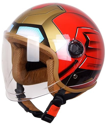 Kinder-Motorradhelm Jethelm Für Jungen Und Mädchen Im Alter Von 3–12 Jahren, Halbhelme Sturzhelm ECE 22.06 Zertifiziert, Kinder-Rollerhelm G,50-57cm