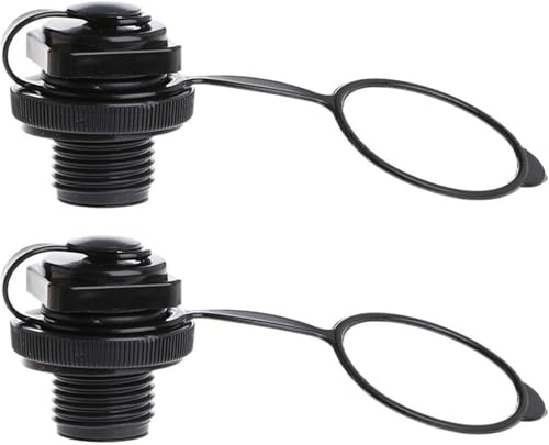 Cawhui 2Pcs Air Valve Inflatable Kayak Screw Air Valve Black Spiral Air Plugs Replacement Raft Canoe Airbed PVC Boat Gloves Drysuits Kayaking Water Sports Kayak Accessories