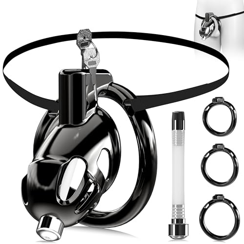 Gabbie per Pene Sex Toy Cintura di Castità Uomo,Cage Pene con 3 Rimovibili Anello per Pene e Catetere Uretrale,BDSM Bondage Fetish Penis Gabbia di Castità Sexytoysys Coppia