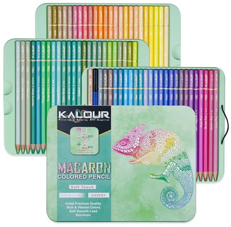 KALOUR PDAS 72+2 Count Macaron Pastel Colored Pencils for Adult Coloring Books, Artists Soft Core, Ideal for Drawing Blending Shading, Coloring Pencils Set Gift for Adults Beginners