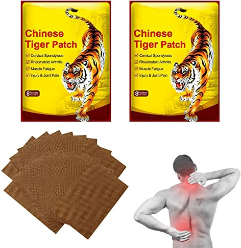 Patch Chauffant Dos,Patch Chauffant,Patch Anti Douleur,Patch Soulagement Douleur,Patchs de Tigre Chinois,Pansement Anti-Douleur,pour Epaules,Dos,16pcs