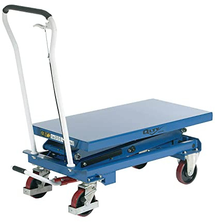 Global Industrial Mobile Double Scissor Lift Table with 39 L x 20 W Platform, 660 Lb. Capacity, Foot Operated Hydraulic Lift, Steel Construction, Blue
