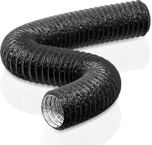 HG Power Manguera de Ventilación 100 mm, 5 m Manguera de Escape de Aluminio, PVC Conductos de Ventilación para Extractores, Climatizadores, Secadoras, Campanas Extractoras, Negro