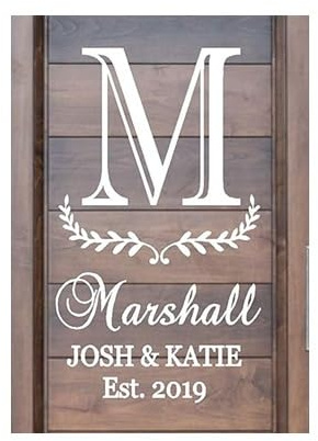 Personalized Custom Name Initial Family Last Name Wall Decal Sticker Customized Sign Monogram Stencil Vinyl Lettering Room Home Decor Mural Art Gift Front Door Entry