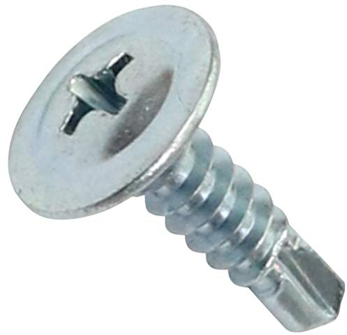 AERZETIX - C44675 - Set di 100 Viti per lamiera autoperforanti Ø4.2x16mm a testa larga bombata - con impronta PH/cruciforme - in acciaio zincato - fissaggio lamiera grondaia - colore argento
