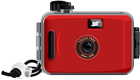 HOJO Fotocamera usa e getta, usa e getta, riutilizzabile, 35 mm, per immagini monouso, impermeabile fino a 5 m, stile retrò, confezione multipla (rosso, di base)