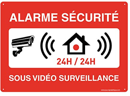AUA SIGNALETIQUE - Panneau Signalétique en PVC Rigide et Compacte 1.5 mm. (170 x 121 mm, Alarme Sécurité)