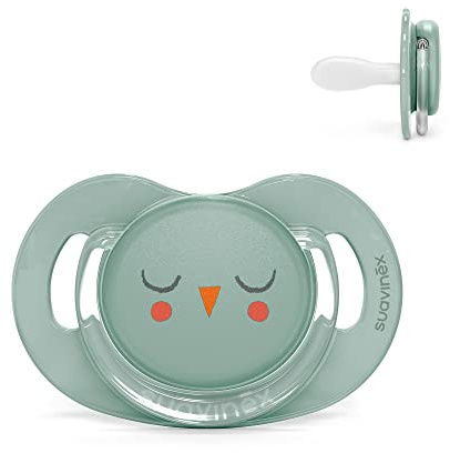 Suavinex, Chupete para Bebés de 6-18 Meses. Chupete con Tetina Fisiológica de Silicona SX Pro. Tetina más Plana y Flexible. Bonhomia, Verde