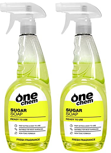 One Chem - Sugar Soap 2 x 750ml Ready to Use Spray - Cleaning Walls, Grease, Grime, Dirt and Stain Remover, Kitchen Degreaser, Versatile Cleaner