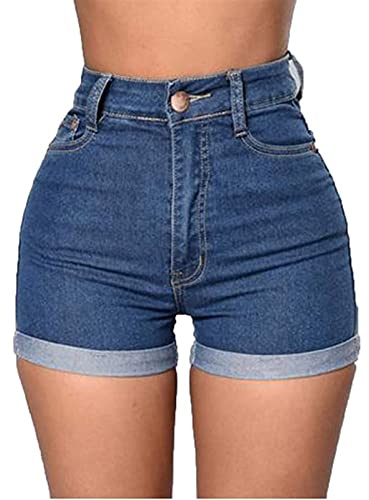 Sawmew Jeans Shorts Dam Stretchshorts Med Hög Midja Sommar Push Up Leggings Ripped Hole Hot Pants Skinny Y2k Boyfriend Jeans Shorts Denim Korta Jeans Sommarshorts Med Fickor