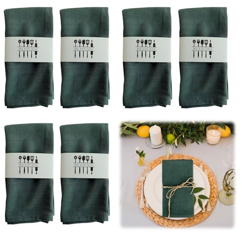 Tutamaz Stoffservietten Leinenservietten, 6er Set Hochwertige Abwaschbare Leinen Servietten Stoff 40x40cm Leinenservietten Wiederverwendbare für Hochzeit Geburtstag Abendessen Cafe Restaurant (Grün)