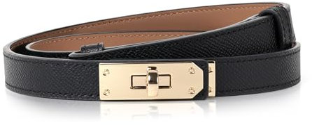 CALIYO Gürtel Damen, Gürtel Ohne Löcher Damen Taillengürtel Legierungs Twist Lock Verstellbarer Schmale Ledergürtel Damen, Schmaler Gürtel Damen für Jeans Hosen Kleider