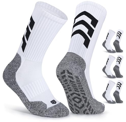 CLOSEMATE Calcetines Fútbol Hombre Antideslizantes 1 o 3 Pares | Agarre Estable Protección Antiampollas Tejido Transpirable para Fútbol Baloncesto y Entrenamientos Blancos Negros