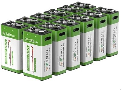 Batteria Ricaricabile Batterie Al Litio Micro USB Da 12800 MAh, Compatibile Con Multimetro Microfono Giocattolo Telecomando KTV BruNew Batteria Agli Ioni Di Litio Da 9 V(12PCS)