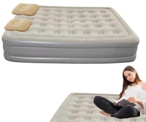 Letto ad aria doppia con pompa incorporata, materasso gonfiabile automatico | Campeggio Gonfiare materasso Bed a doppia pompa incassata,Pad di inflazione automatico pieghevole sgonfiato per un facile