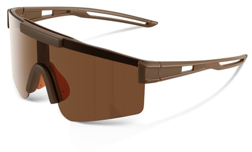 konqkin Cycling Glasses-Sports-Sunglasses-Mens-Womens-Polarised Sun Glasses UV400 Protection Ski Goggles Outdoor Bicycle Motorbike,tea