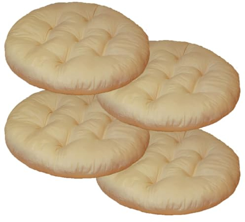 Mozzeilee Set di 2/4/6/8 cuscini rotondi per sedia da pranzo, 40x40 cm, traspiranti, in rattan, per interni ed esterni (crema, 4 pezzi)