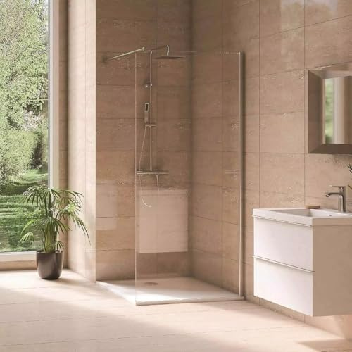 WITIT PARETE PORTA FISSA WALK IN BOX DOCCIA IN VETRO TRASPARENTE 8MM DA 68 A 120 CM REVERSIBILE ALTEZZA 190 CM BRACCIO FISSO 90CM TAGLIABILE (120x190)