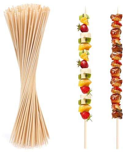 ANTETOK Lot de 100 brochettes en bambou de 40 cm, brochettes pour grillades, marshmallows, en-cas, fruits, saucisses et burgers