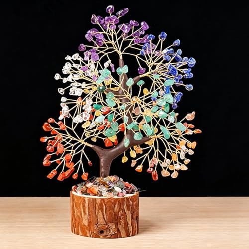 ALEENFOON Árbol de Cristal de los 7 Chakras, Arbol de La Vida, Decoracion Hogar, Cristales Curativos, Adornos de Bonsái para Decoración, Adornos de Cristal, Regalo de Inauguración de Casa
