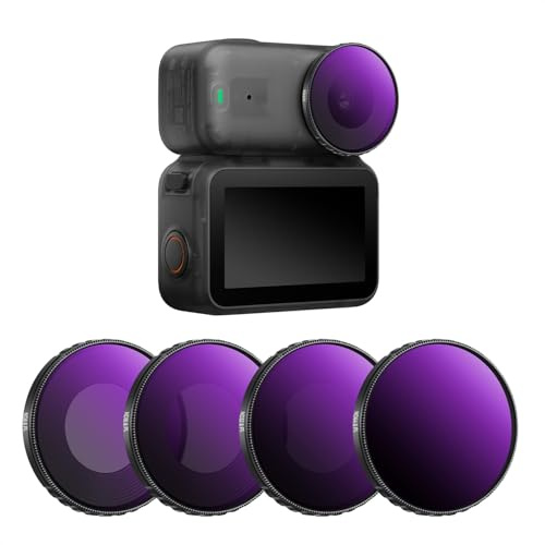 K&F CONCEPT Filtros ND&PL Compatible con Cámara Vlogging dji Osmo Nano, Pack de 4 Filtros ND8/PL ND16/PL ND32/PL ND64/PL con Vidrio Óptico HD Multicapa, Accesorios para Lentes de Cámara de Acción