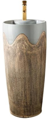 Indipendente Lavandino da esterno in ceramica con piedistallo, semplice lavabo giardino rubinetto e scarico Moderno