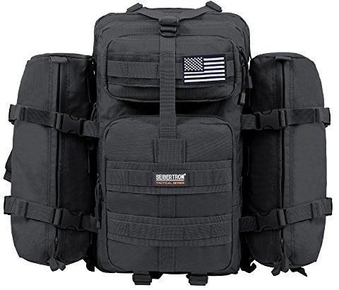Seibertron Falcon étanche Militaire Armée Tactique Sac à Dos Compact Assault Pack Molle (Black 37L+2)