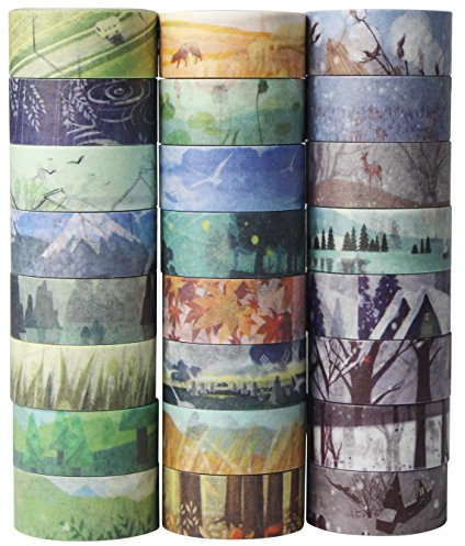 UOOOM 24 Rollen Washi Tape Set - Frühling Sommer Herbst und Winter Kreative Design Klebebänder Papierband - Masking Tape Deko Klebeband buntes Klebebänder DIY scrapbook