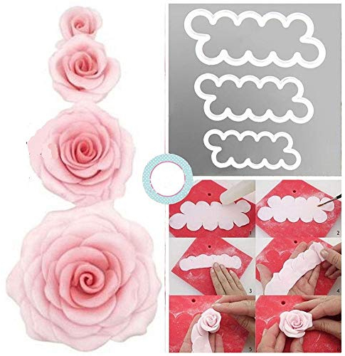 CHSYOO Set de 3 tailles gâteau roses cookie cutter, ustensiles de cuisson pour bricolage décoration fondant tartelettes massepain
