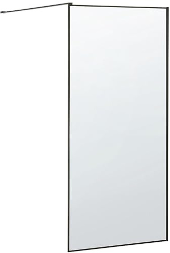 Duschvägg Badrum Härdat Glas Utan Dörr 90 x 190 cm Svart Waspam