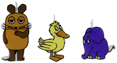 Dr. Oetker 3D Motif Candles Mouse and Her Friends Die Maus Coloured Birthday Candles, Coloured Candles for Cakes, High Quality Cake Candles (Colour: Orange, Yellow, Blue) Quantity 1 x 3 Pieces