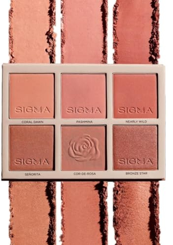 Sigma Beauty Cor-de-Rosa Blush Palette - Flushed Neutral Matte Blush Palette - Long Lasting Blush Pressed Powder - Gluten Free, Cruelty Free, Vegan Makeup Palette - Cor-de-Rosa