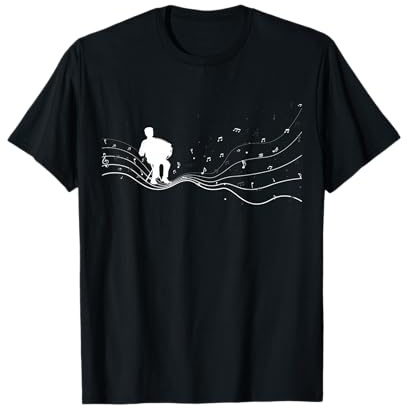 Musicien accordéon en notes de musique pour accordéon T-Shirt