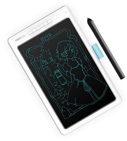 Tableta de Dibujo，HUIOP Tableta gráfica igente,Tableta de Dibujo Digital,8192 Niveles,sensibilidad a la presión,transmisión de Notas sincrónicas,Blanco