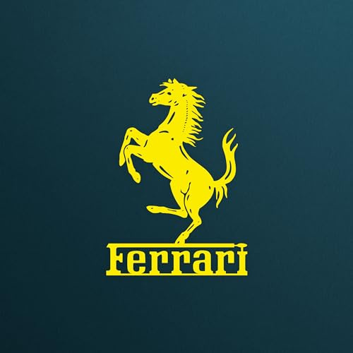 NORTH KAISER Arte Mural Metálico Ferrari | Decoración Pared Logotipo Coche | Escultura Automotriz Para Garaj Sala Estar Dormitorio Interior Y Exterior | Regalo Para Amantes (Amarillo, 98 x 63 cm)