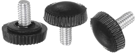 QUARKZMAN 20 stycken M4 x 6 mm gängknappar med räfflat handtag, tumskruvsklämmor, plasthandtag, handknappar med gängstift, svart