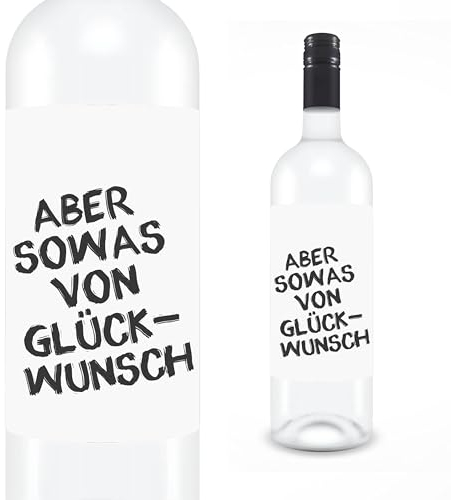 KAMEWI® Etikett GLÜCKWUNSCH | Aufkleber für Weinflaschen | Geburtstag Geschenk Herzensmensch Kleinigkeit Weinpräsent Bedanken